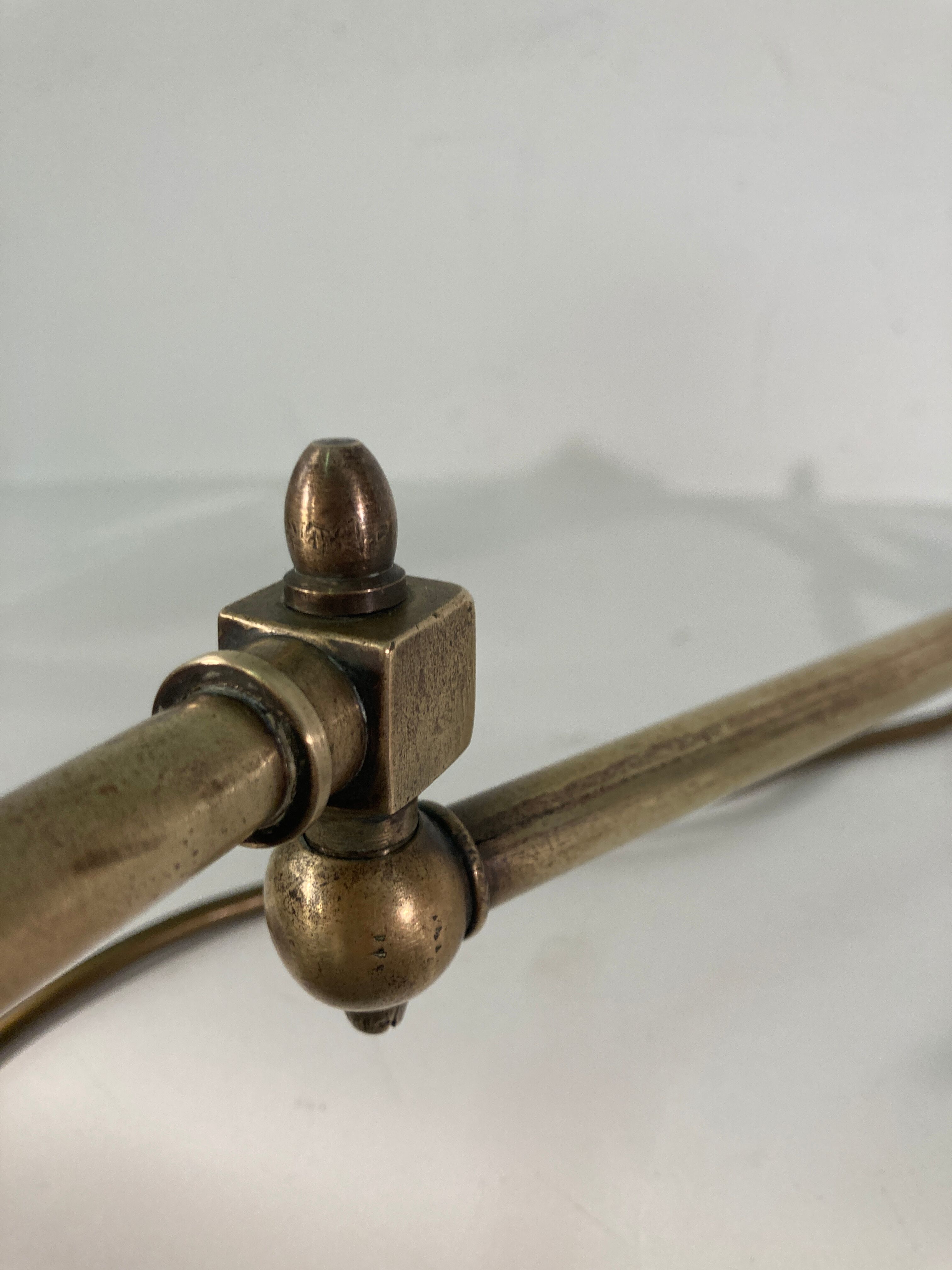 Brass and opaline art deco swing swivel wall lamp