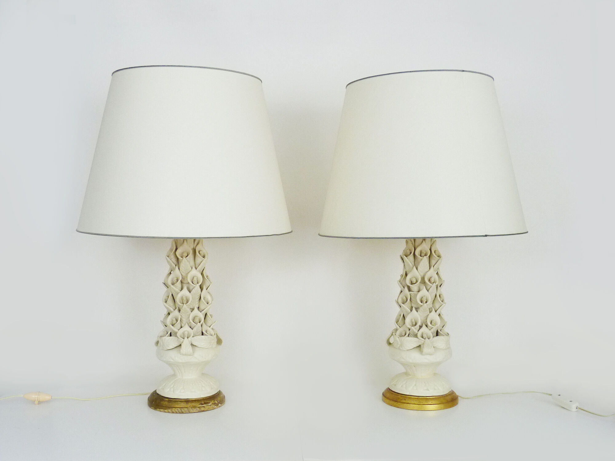 Pair of ceramic table lamps by Manises Spain 1960