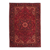 Tapis d'aire vintage persan fait main en laine et coton rouge des années 1960  242x339