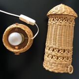 Lampe de chevet en rotin année 50