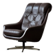 Fauteuil pivotant en cuir, Danemark, années 1960/1970, style Mid-C Modern, vintage