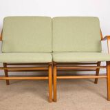 Danish 2-seater sofa in laminated beech and mahogany model AX by Peter Hvidt and Orla Molgaard-Nielsen for Fritz Hansen 1960