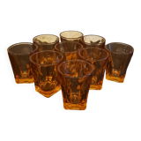 Lot de 9 verres roses vintage base carrée