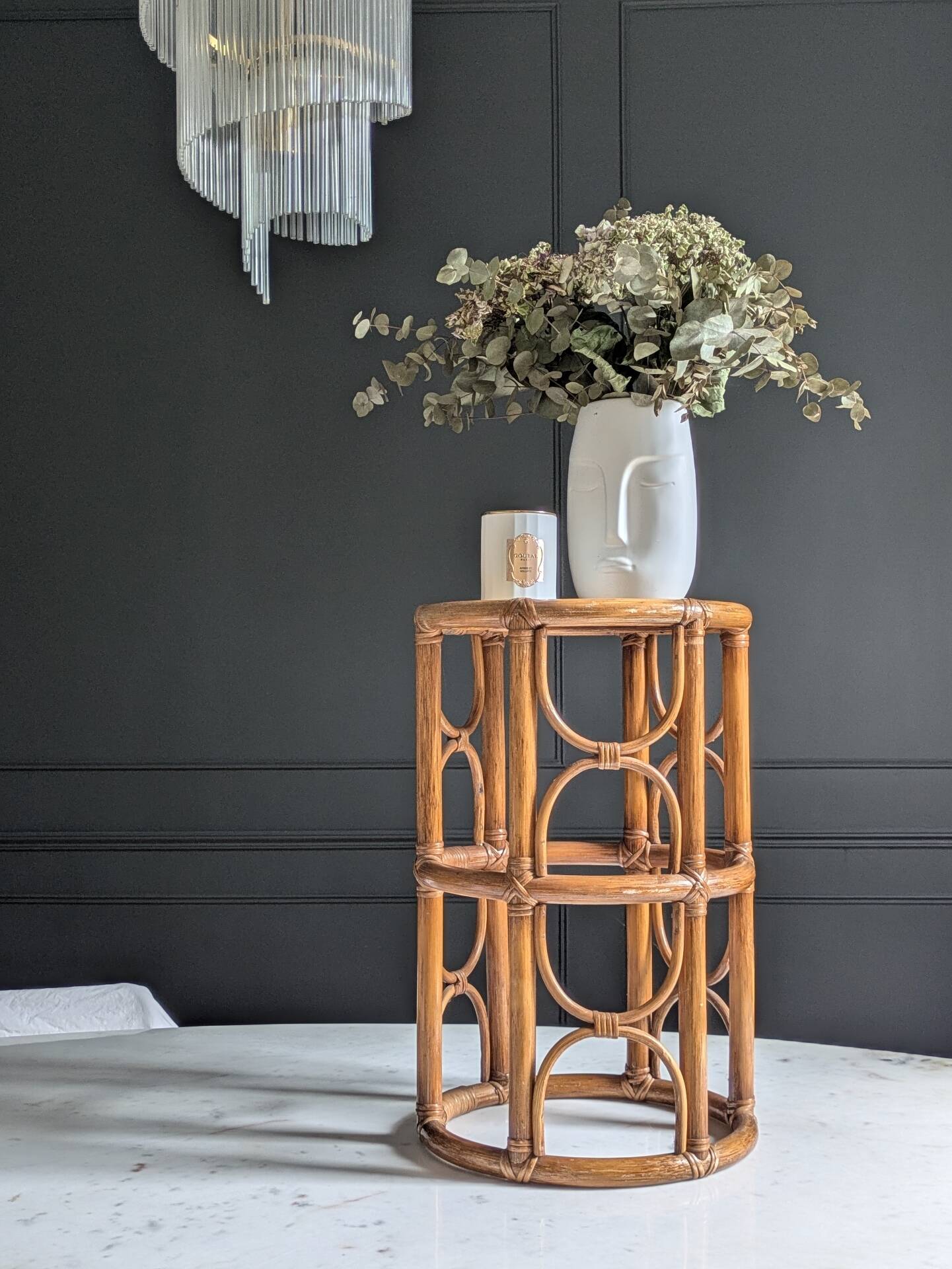 Plant stand, vintage side table, 1970s bamboo.