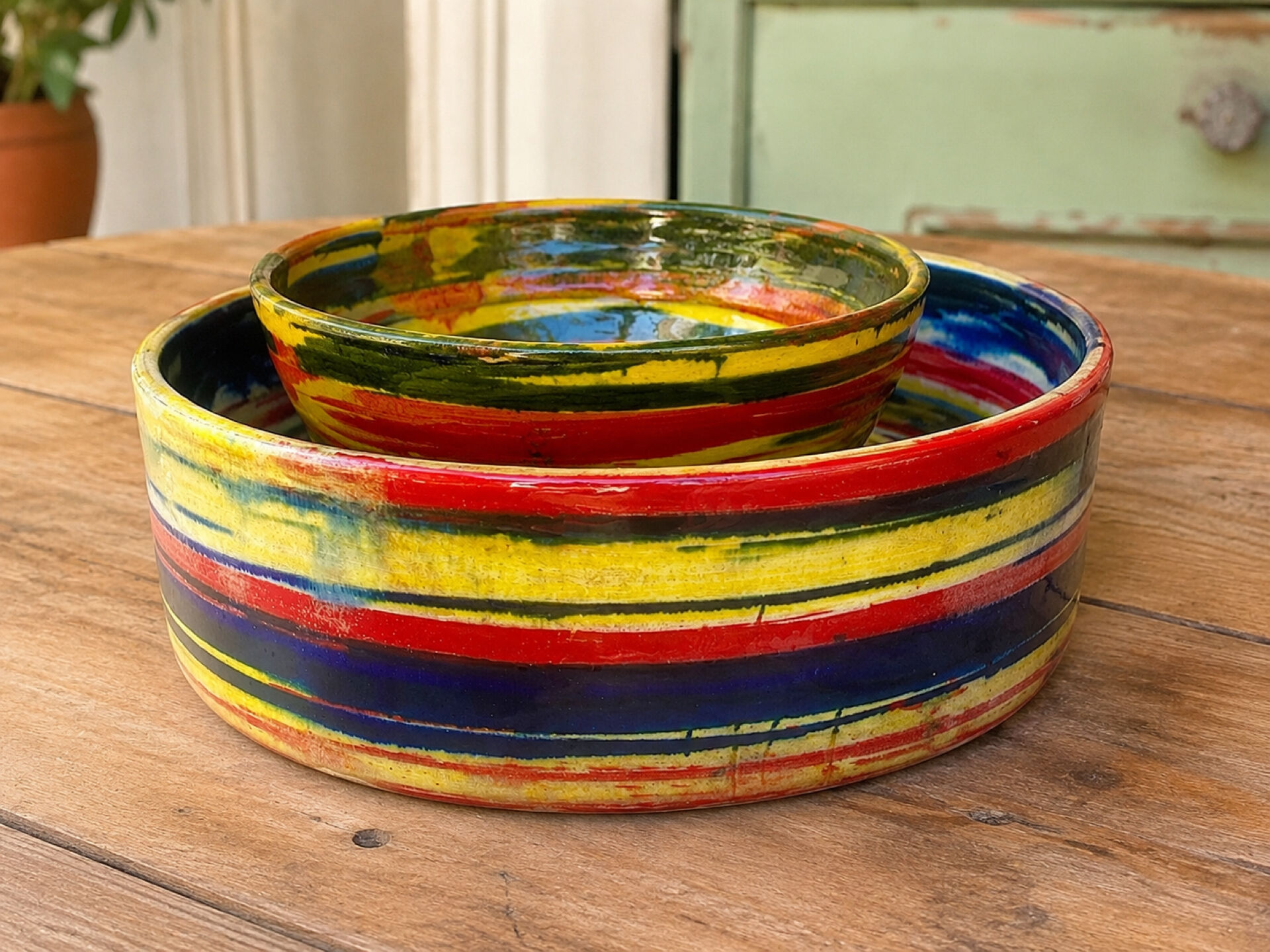 Large glazed terracotta centrepiece signed