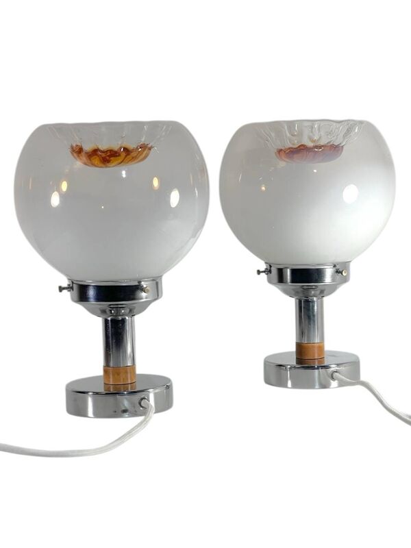 Paire de lampes de table grands globes Murano 70’