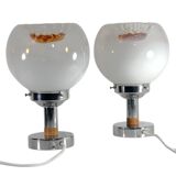 Pair of table lamps with large Murano globes from the 70s.
