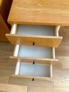 Bureau vintage  frandem années 60 - chêne doré - 3 tiroirs + 1 porte