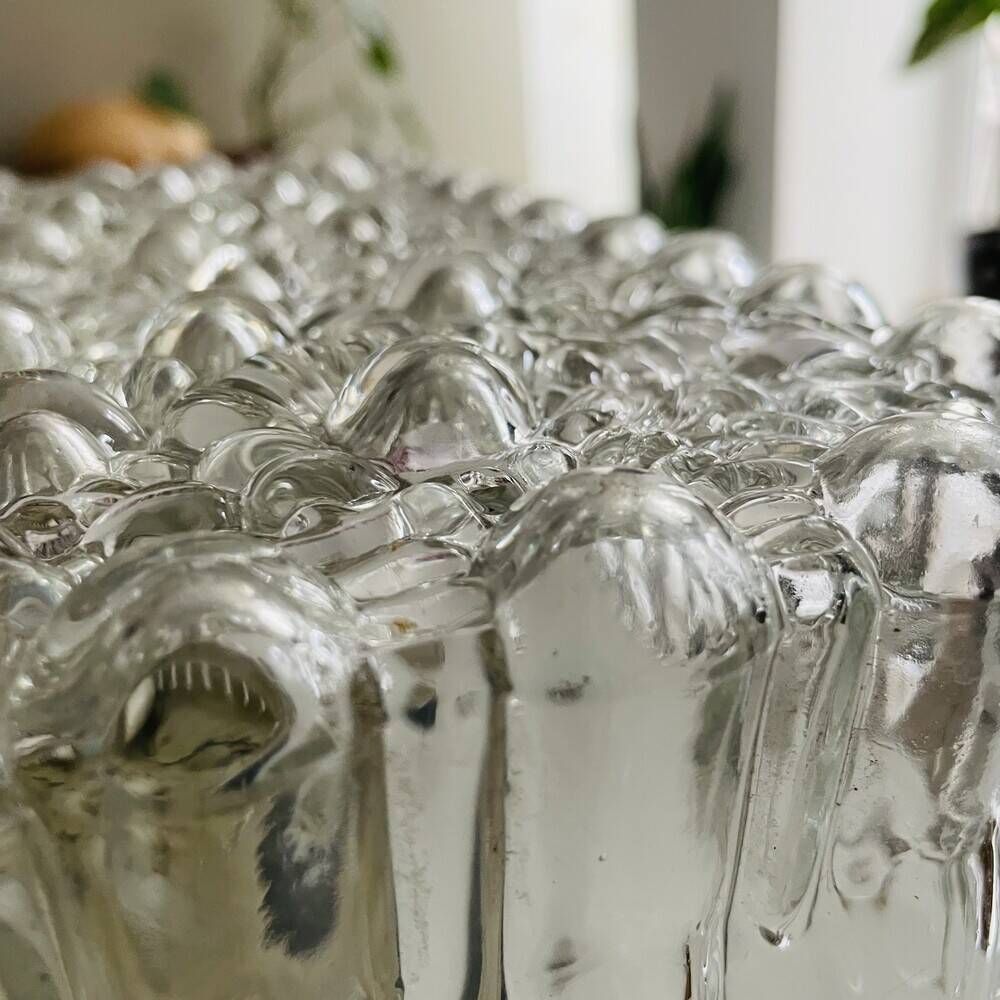 Large glass square flush mount ceiling or wall lamp