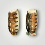 Deux anciens vases en faïence de Hubert Bequet (Belgique) - années 50