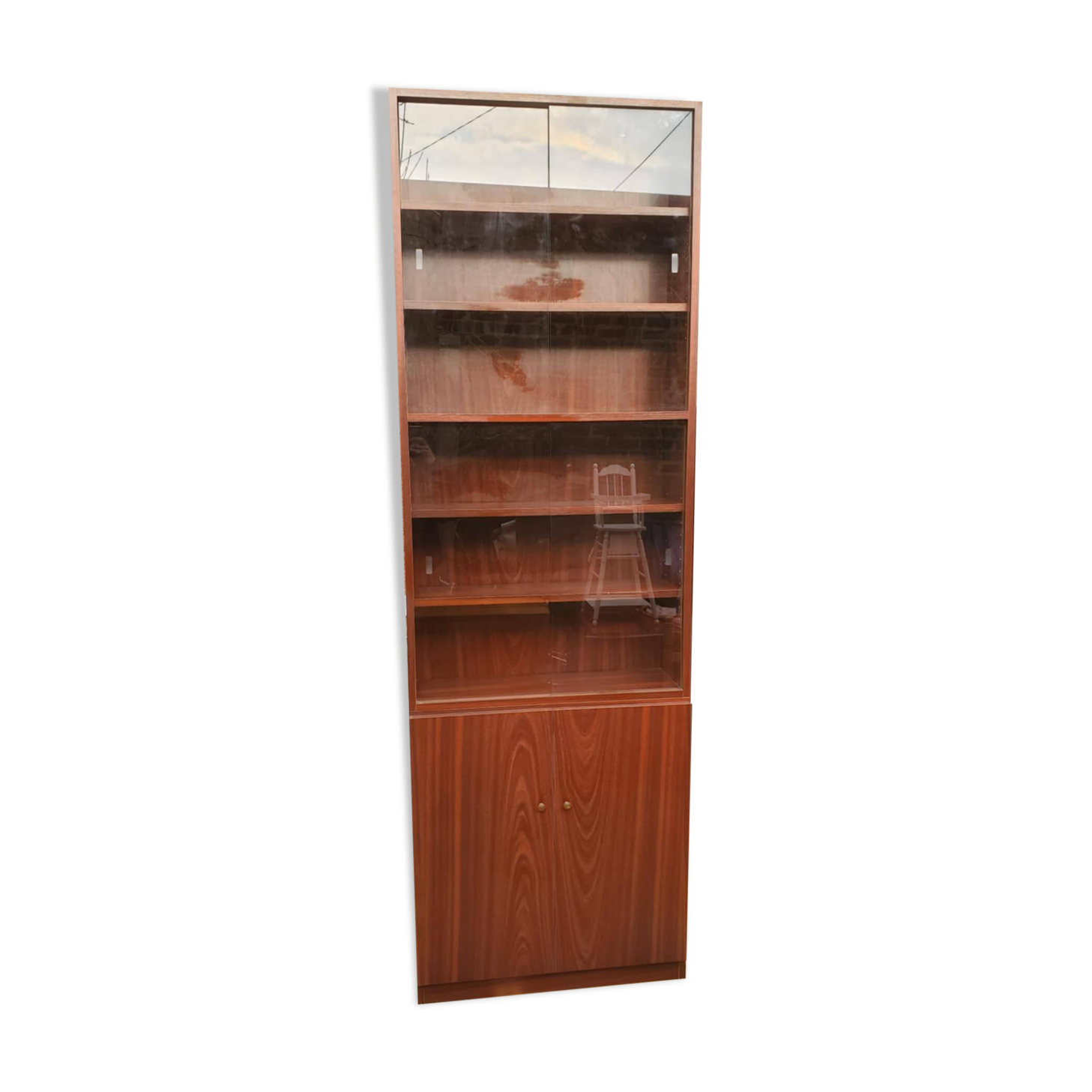 Beautiful 2-part Scandinavian-style piece of furniture with glass section, 1970s