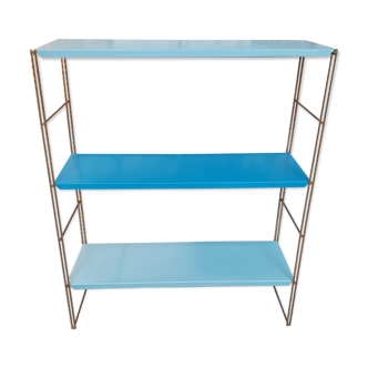 Étagère métal bleu montant strier or 59x48x16