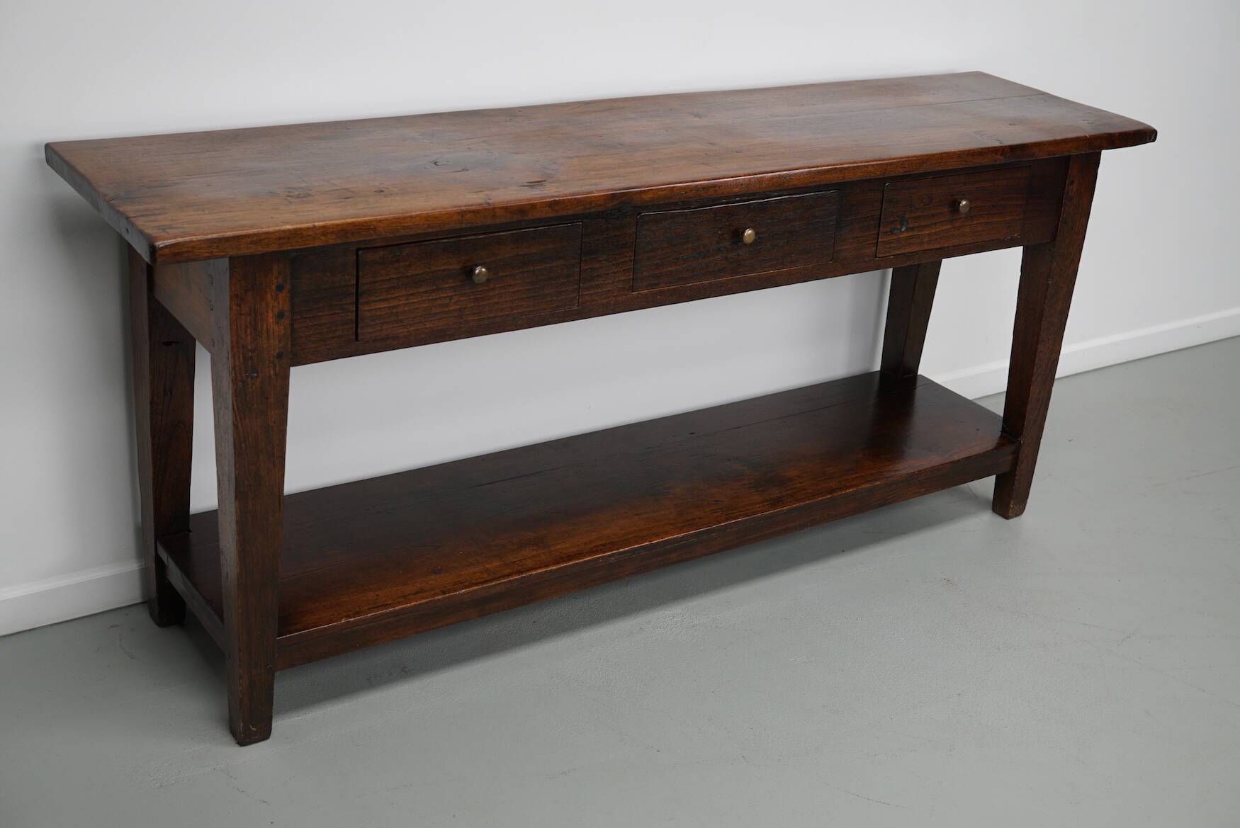 Table d'appoint rustique de style colonial néerlandais antique en teck/chêne