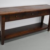 Table d'appoint rustique de style colonial néerlandais antique en teck/chêne