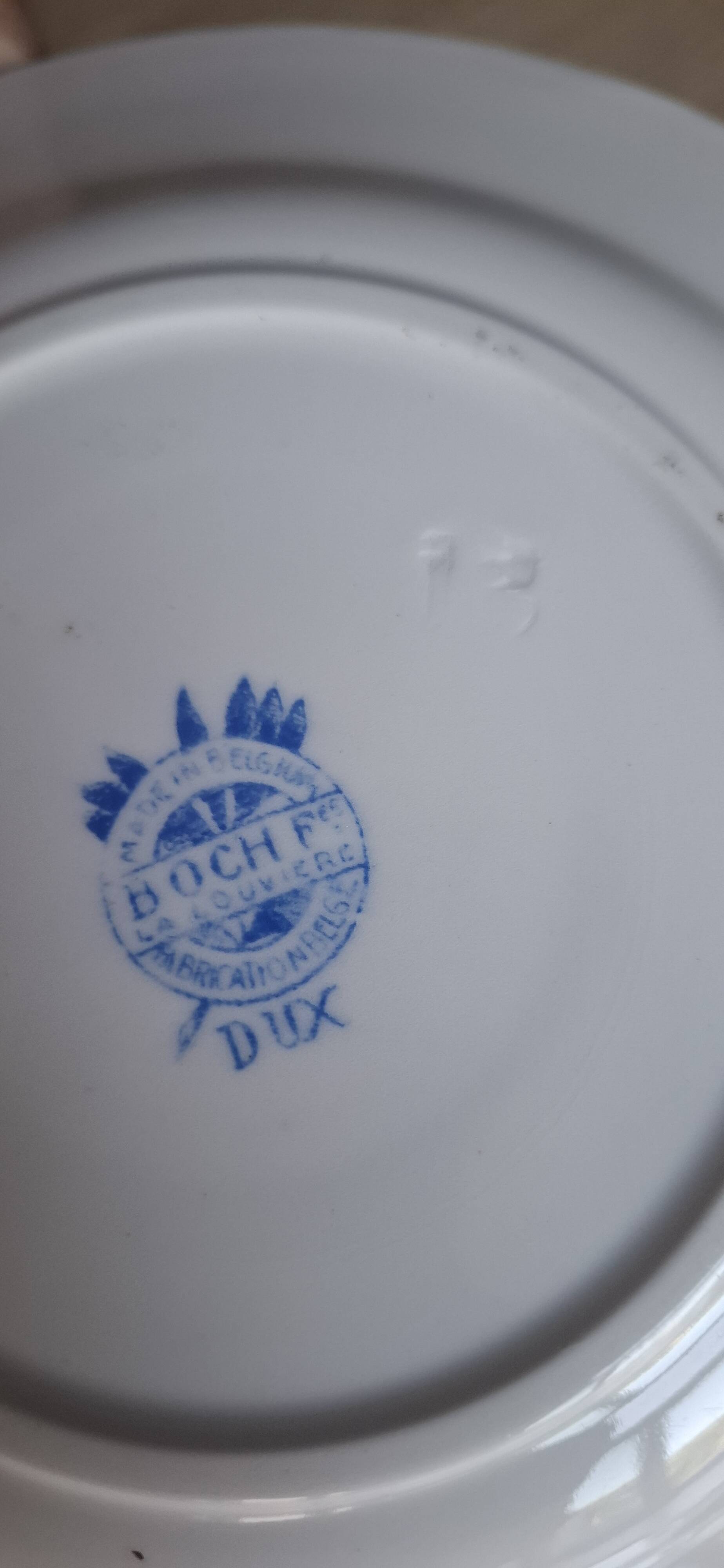 Set of 9 Dux Boch blue dessert plates, 1960