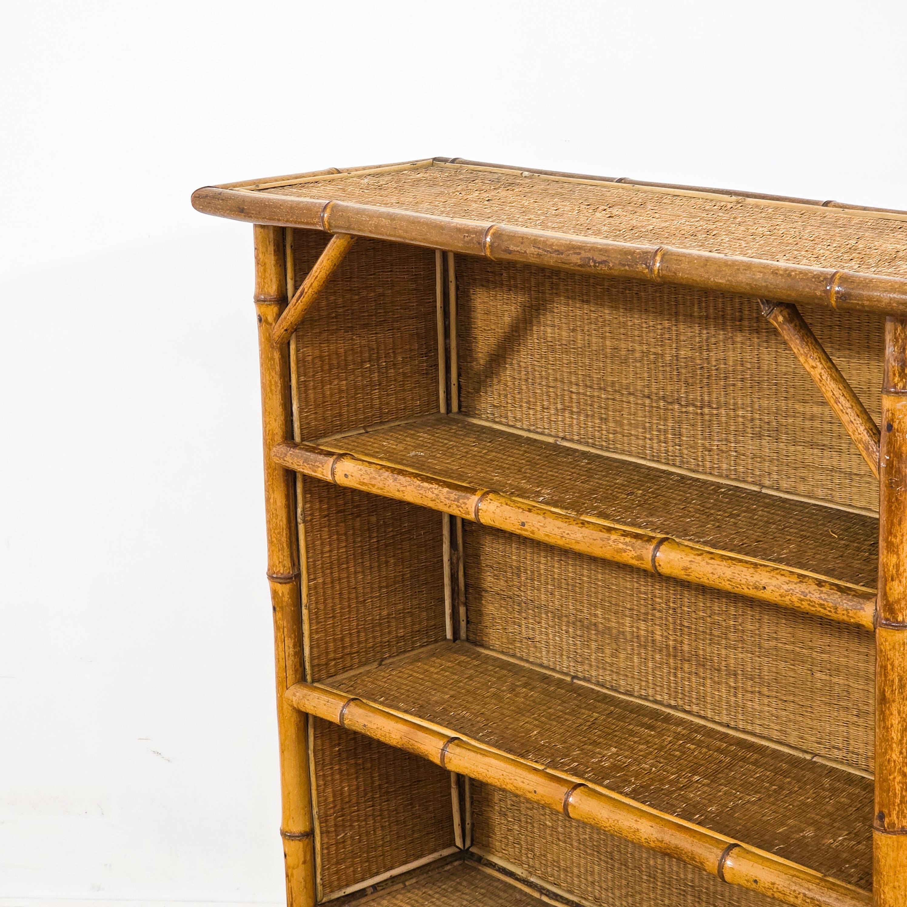 Superb antique bamboo and rattan library – 19th century