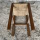Antique Carved Wood Stool + Vintage Straw Seat #E099