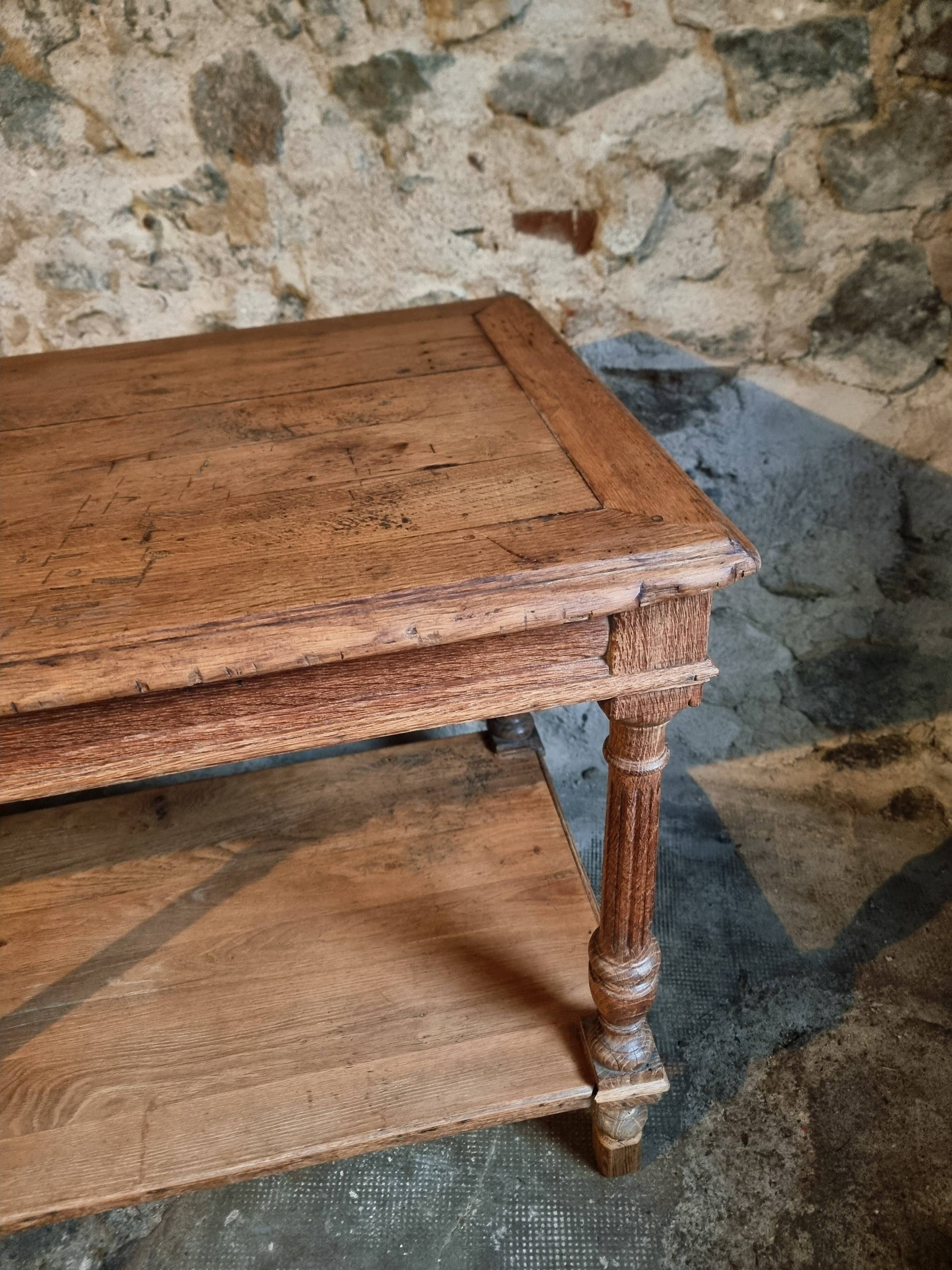 French 19th-century oak draper's table – Antique kitchen island console