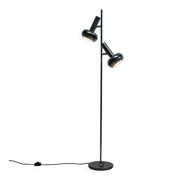 Lampadaire à deux têtes en chrome, années 1970 — Beyit
