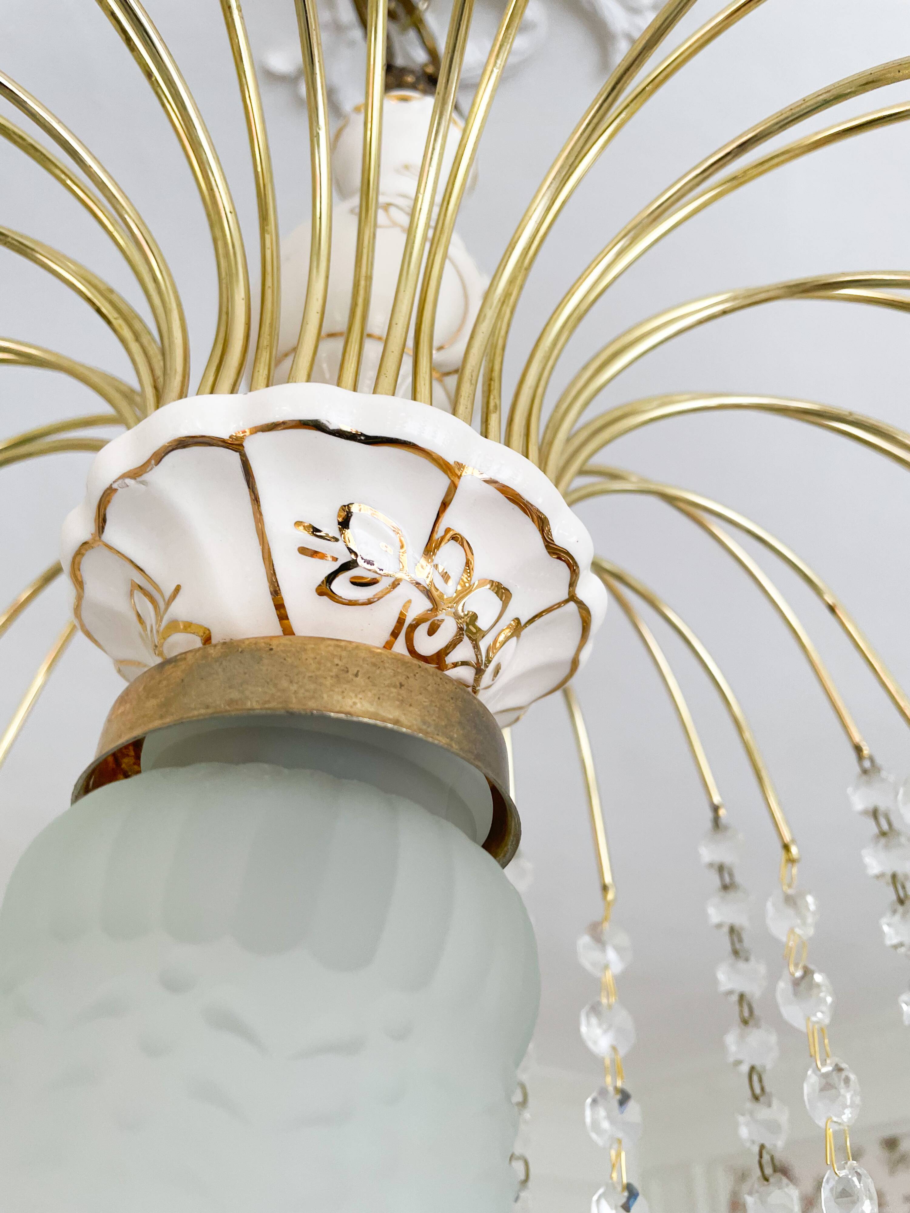 Suspension style Murano en cristal de Bohême et pampilles bleues