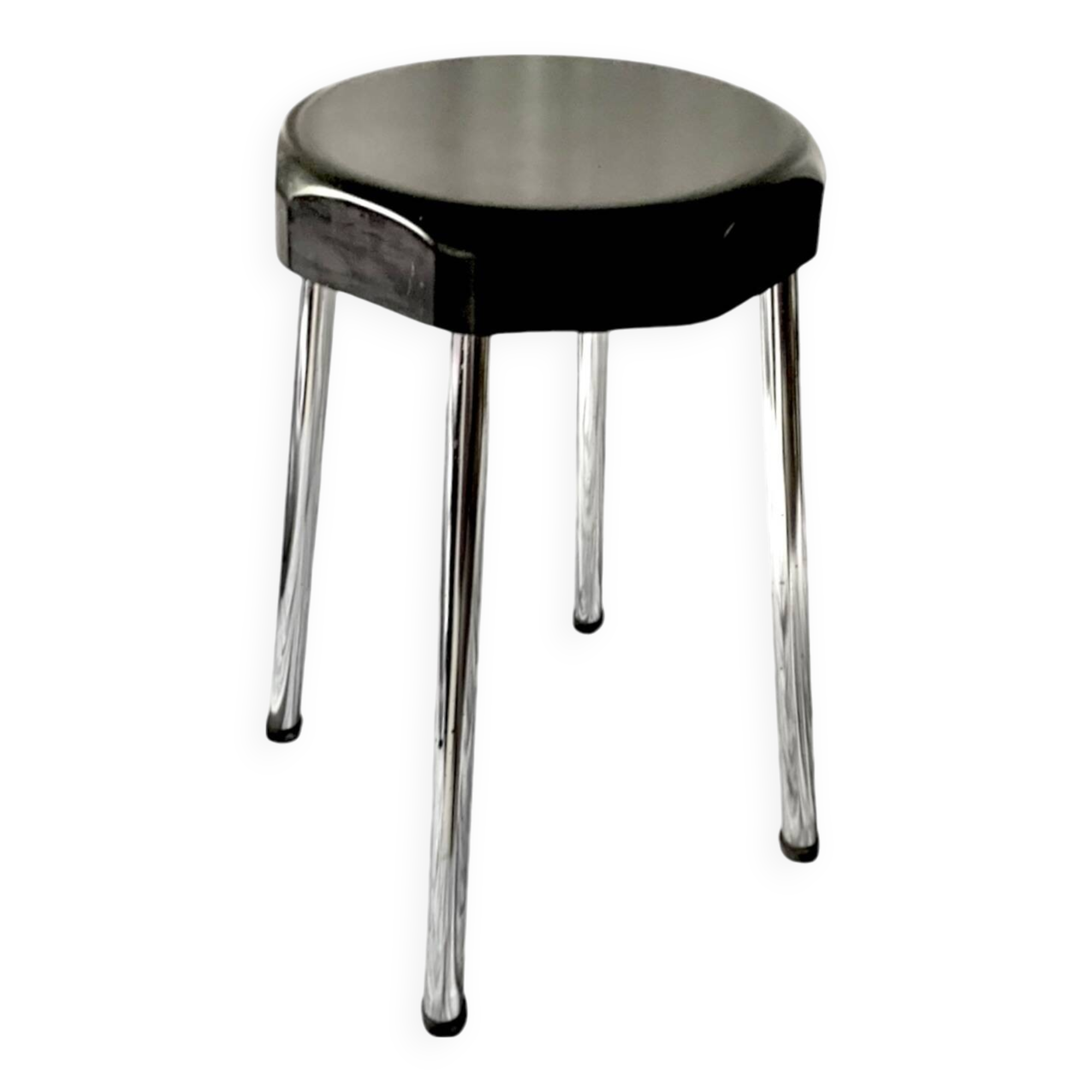 Vintage stool in black Bakelite and chrome metal Supra Luxe