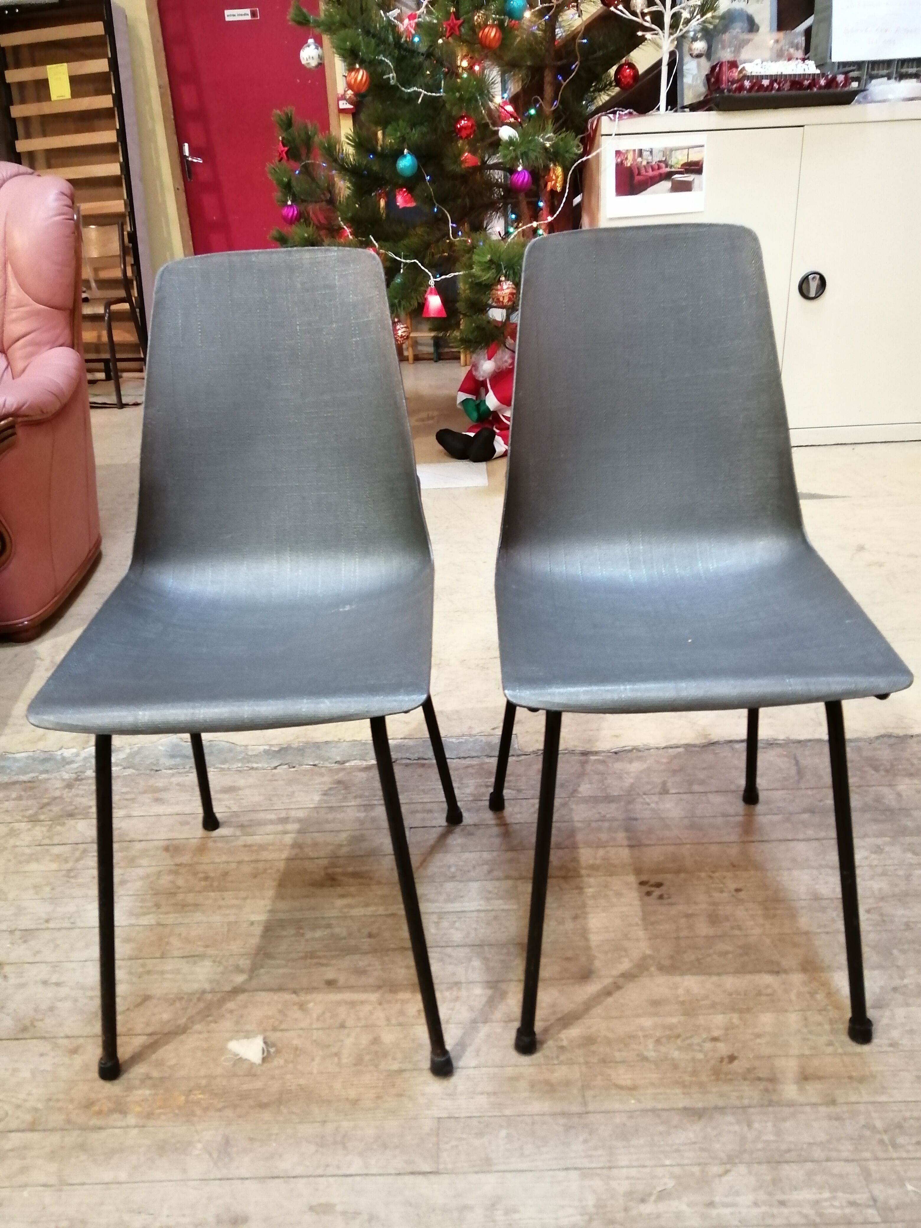 Duo chairs fantasia grises - vintage 1960