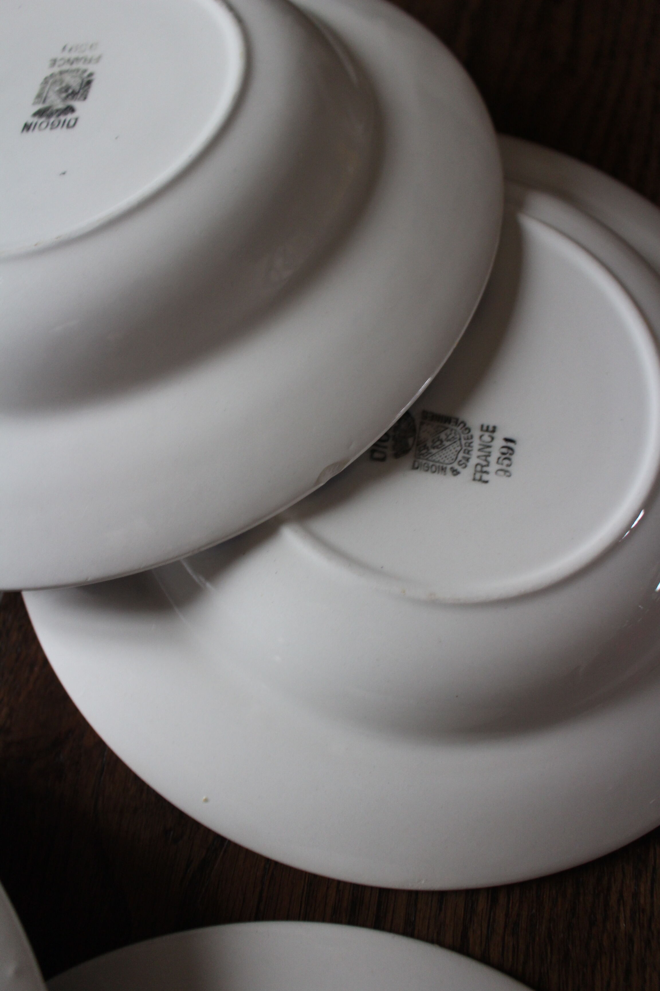 Lot 6 hollow plates Digoin Sarreguemines stripes colors