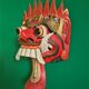 Barong mask whale in carved wood - 28 cm - red demon