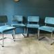 Series of 4 velvet & chrome chairs from the 90