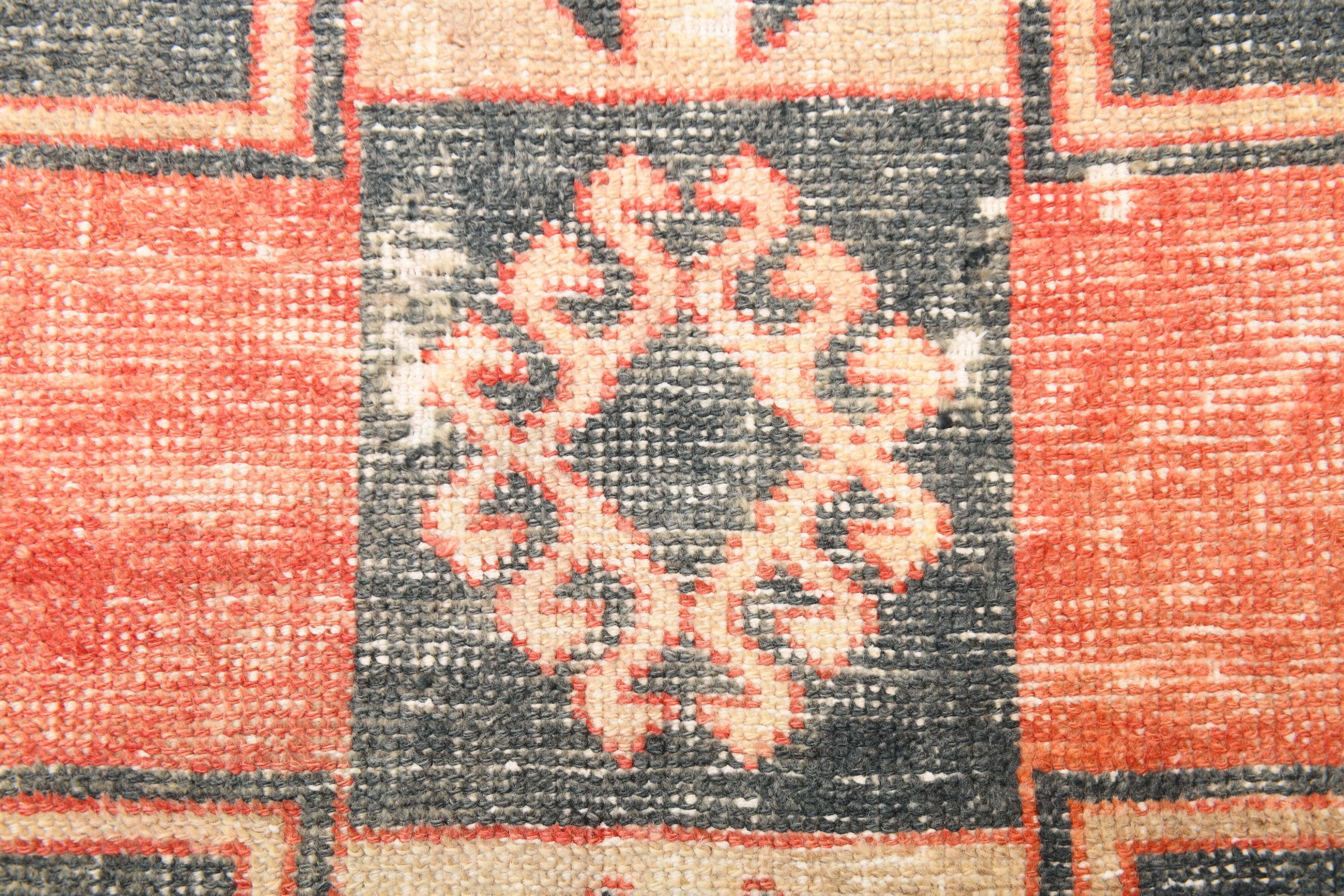 3x6 Handmade Turkish Red Vintage Rug, 81x185Cm