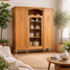 Asymmetrical Art Deco glass-fronted Parisian wardrobe in raw oak, 1930.
