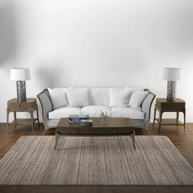 Beige wool ethnic rug