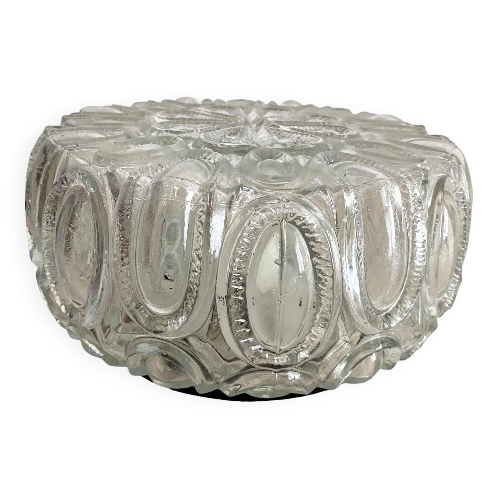 Vintage round molded glass ceiling light