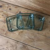 3 Coupelles en verre vert bleu pour IHQ Dansk Designs Danemark 60's