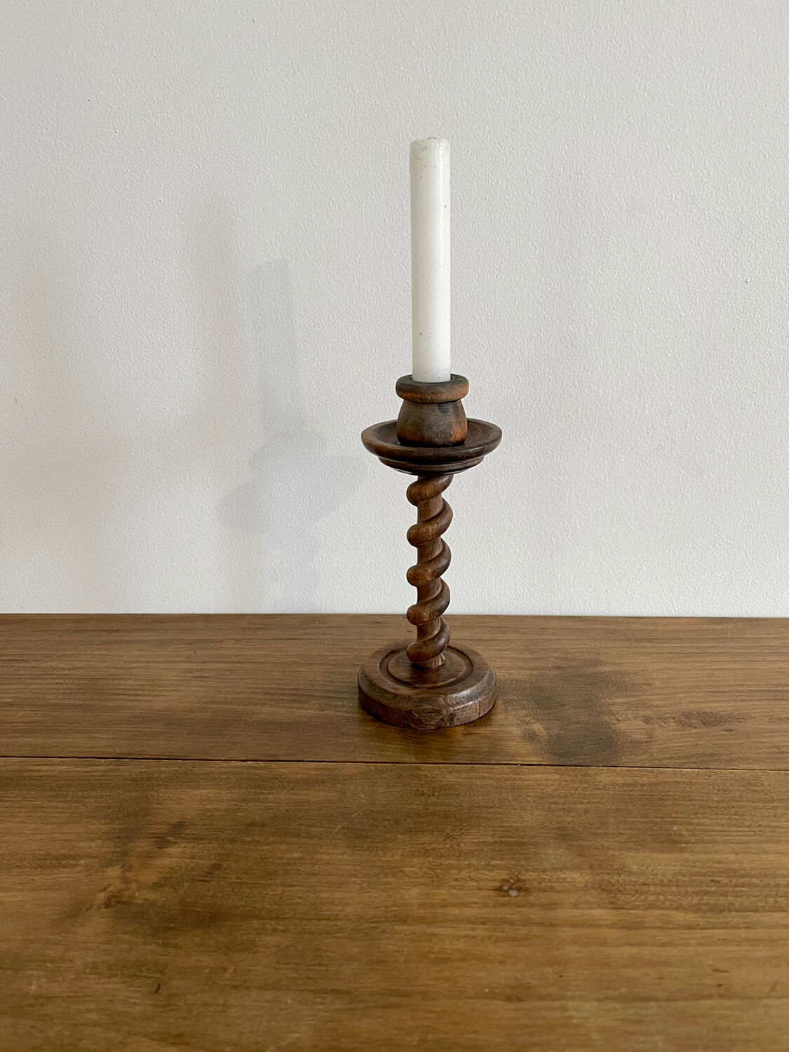Twisted wooden candle holder