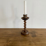 Twisted wooden candle holder