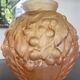 French Art Deco ball vase in orange-pink frosted molded glass - 1930 France