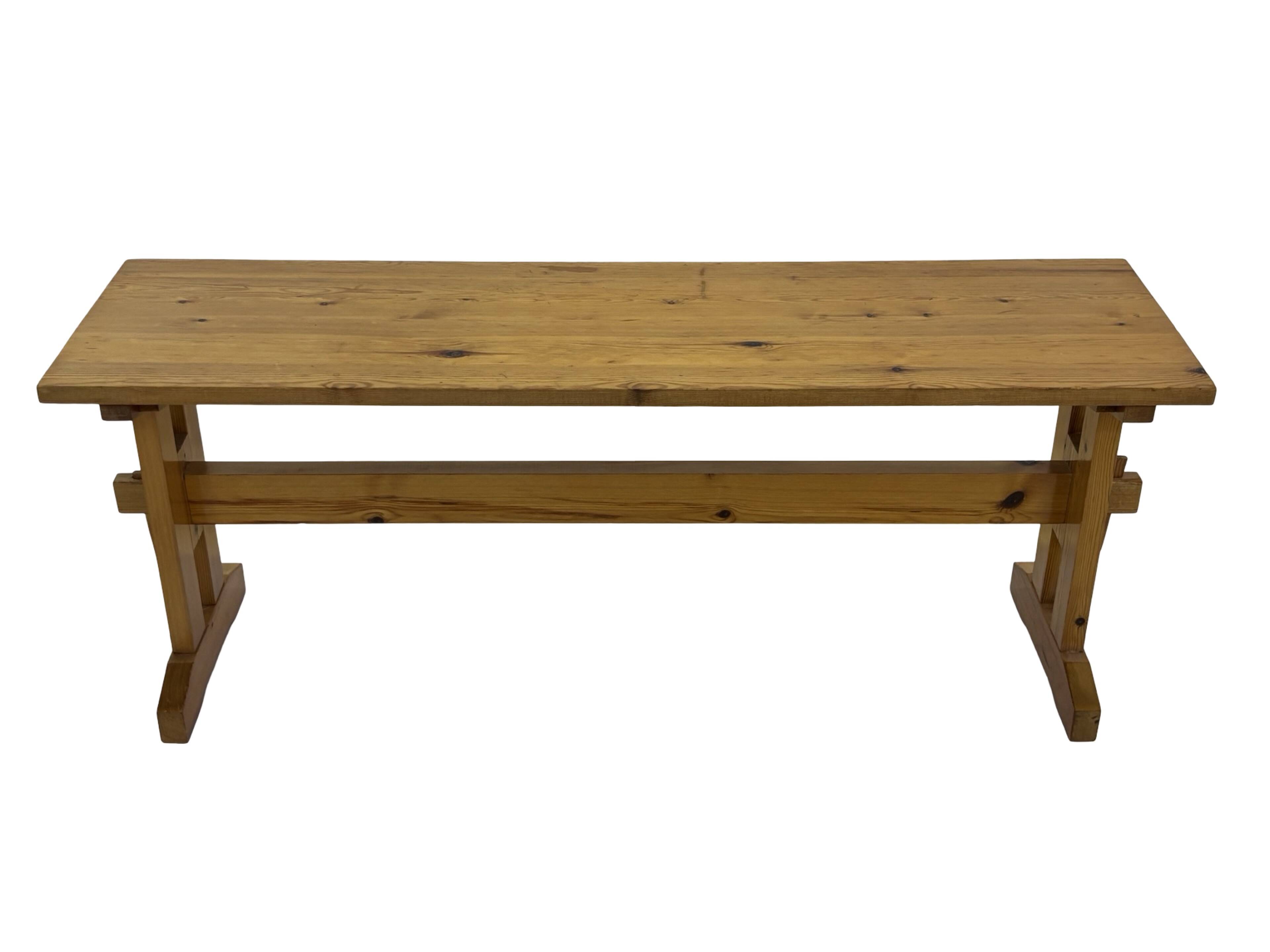 Vintage Scandinavian modern pinewood bench from the 1960's