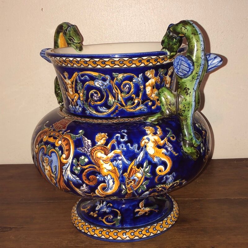 Big vase gien dragon coves blue renaissance décor