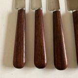 Set of 9 knives with mid century rosewood handle