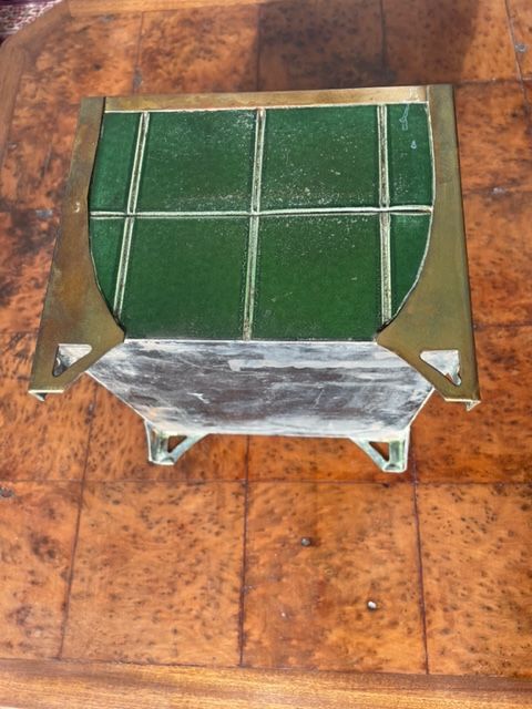 Pot cover in sheet metal and brass Art Nouveau Vienna Secession.