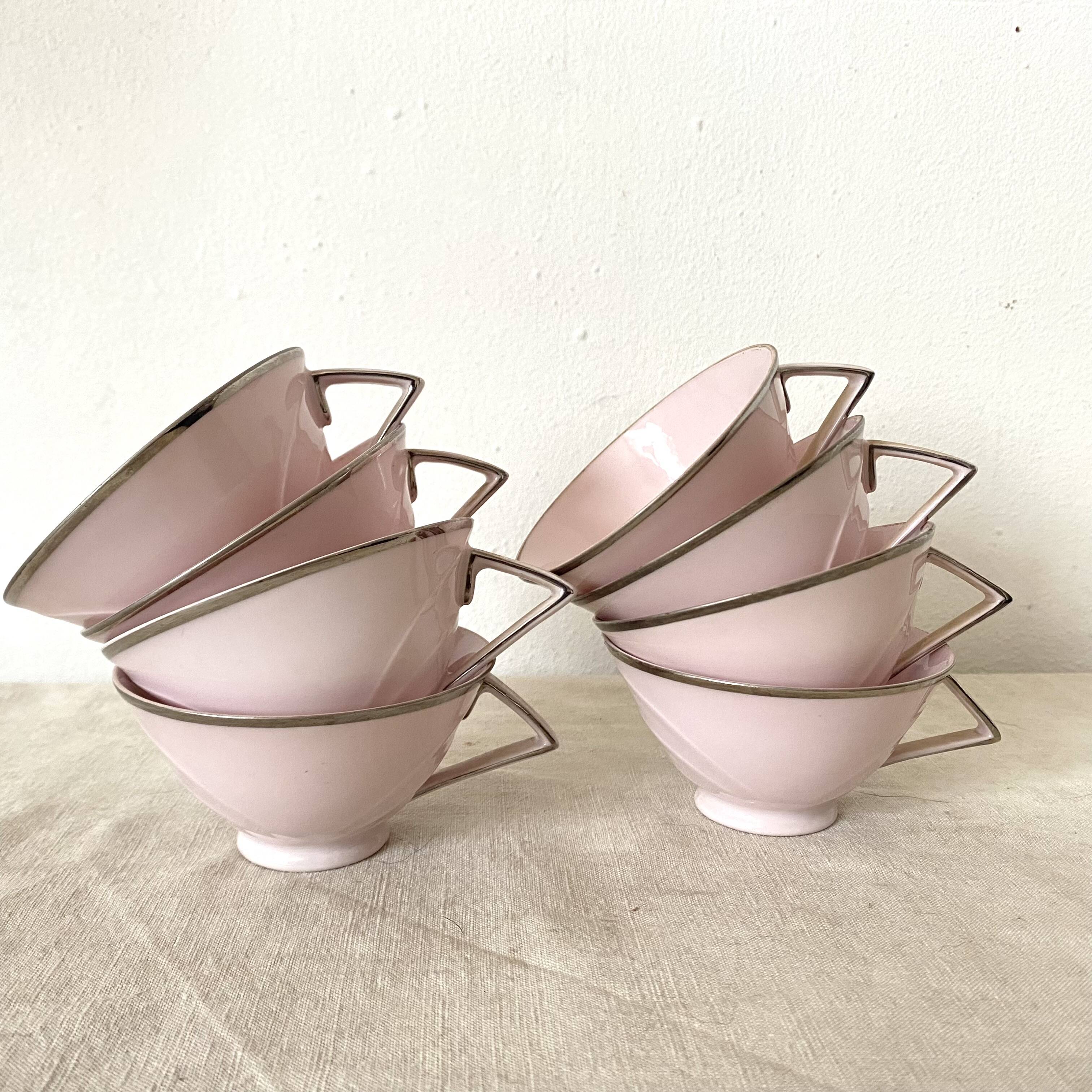 Pink art deco mugs