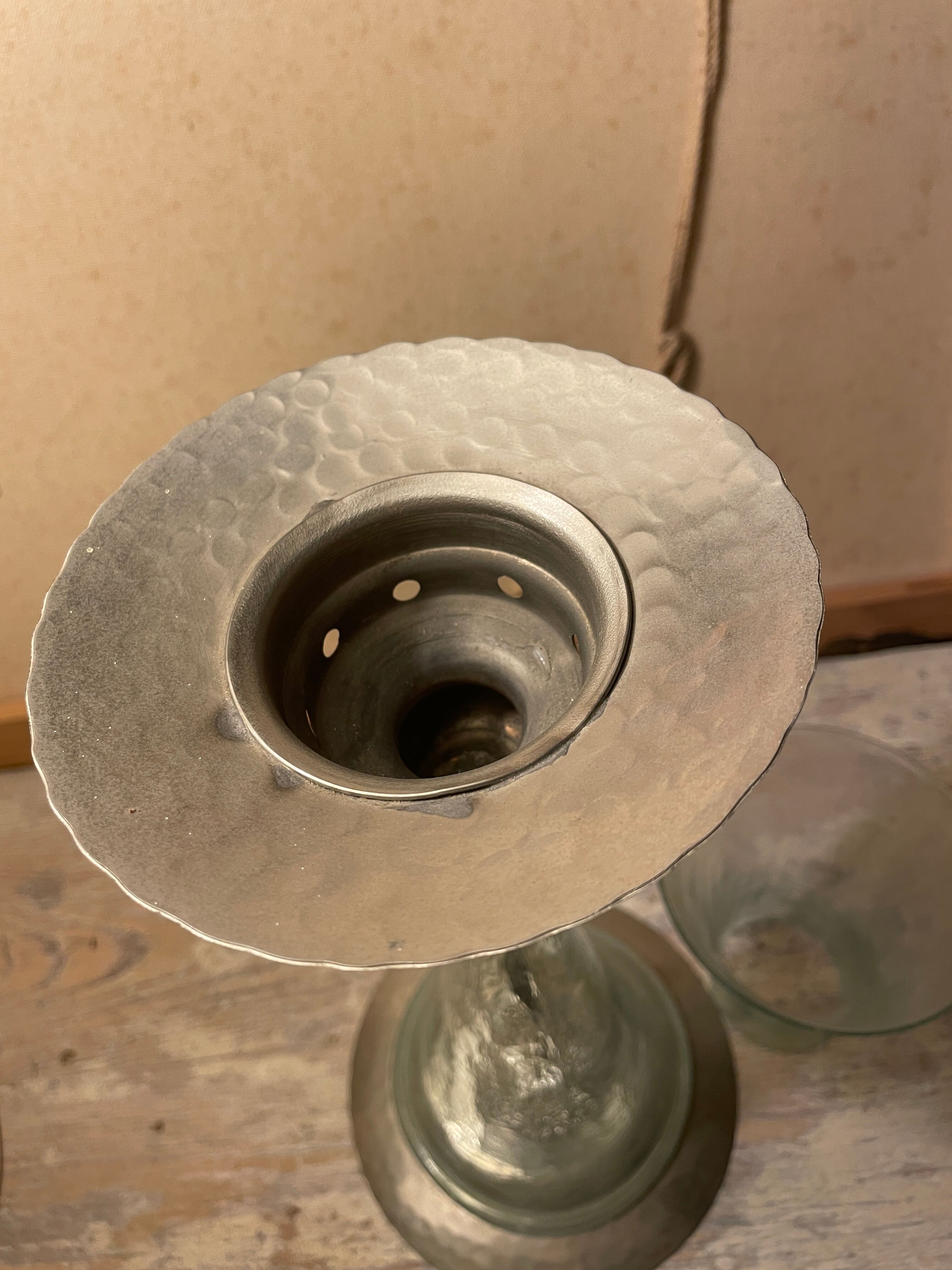 Blown glass and metal photophore