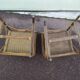 Lot 2 fauteuil et une table en rotin osier de jardin