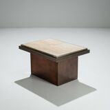 Belgochrom coffeetable in polished metal and travertin