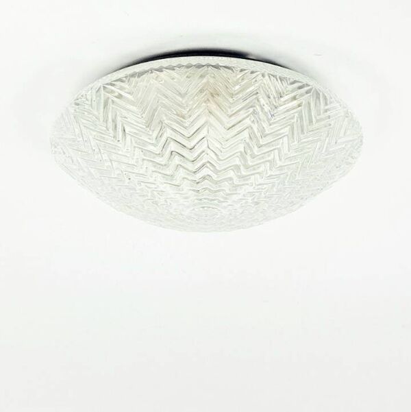 Plafonnier en verre transparent géométrique / montage encastré de Limburg, Allemagne, années 1970