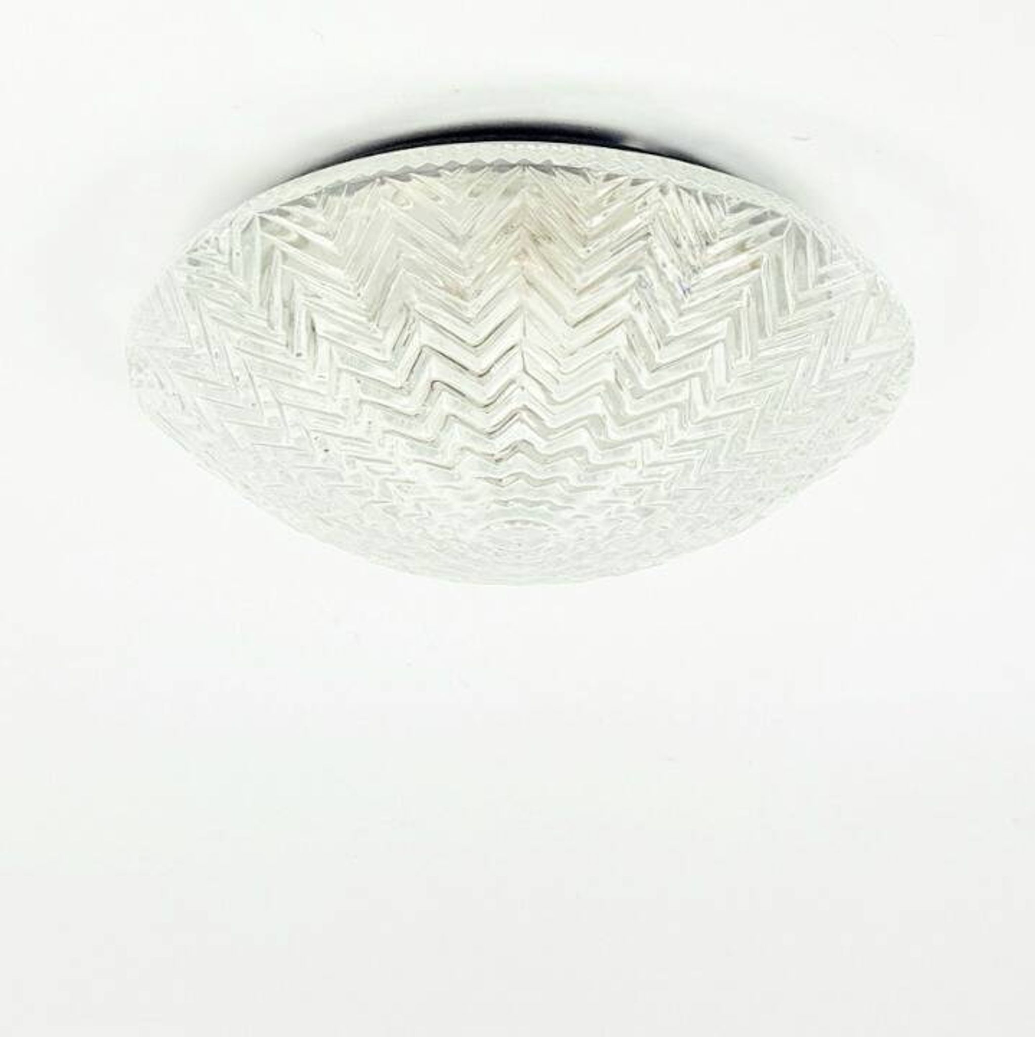 Lustre de plafond en verre transparent géométrique / montage encastré de Limburg, Allemagne, années 1970