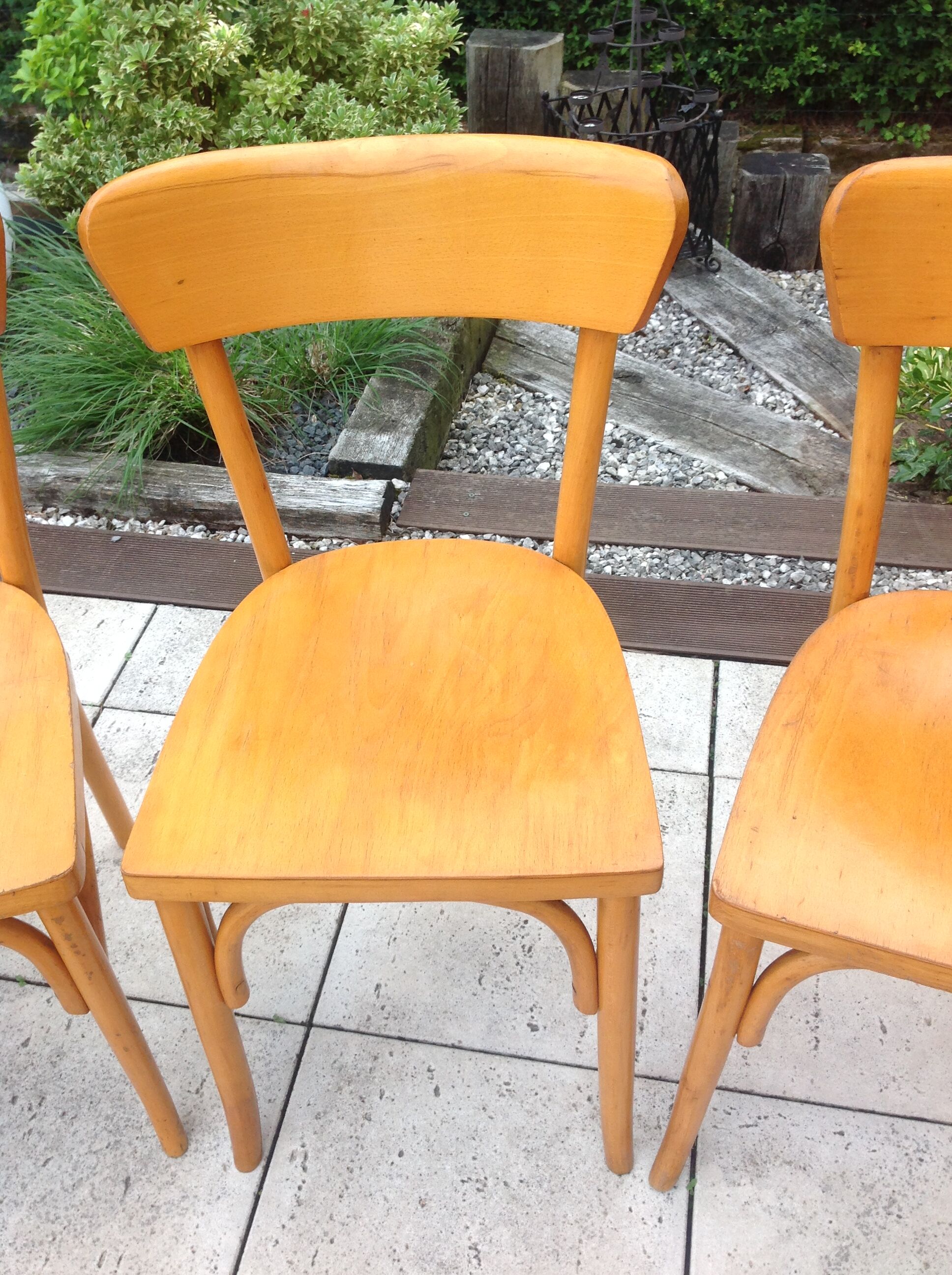 Suite of five bistro chairs feet with hoops / vintage 50s-60s