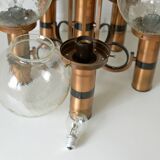 X Large vintage copper chandelier 1980's brutalist hanging light MCM