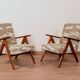 Beige safari fabric Scandinavian armchair Zig Zag 1970